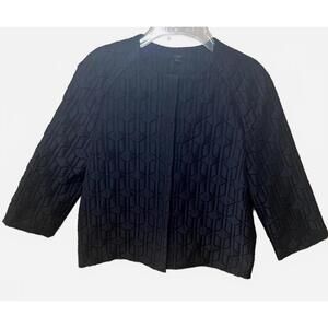 COS Women's Navy Blue Textured Cropped Blazer Size US 4 Minimalist Timeless